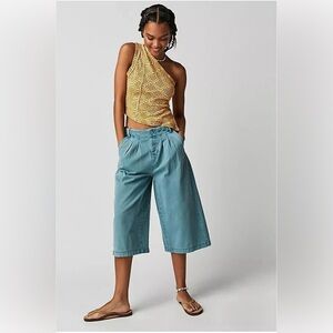 Free People •New/Never Worn• Ancient Turquoise Hard Rain Gaucho Pants 4